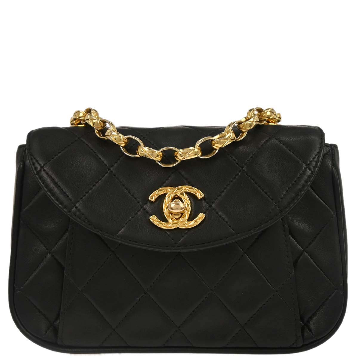 Chanel Black Lambskin Crossbody Shoulder Bag