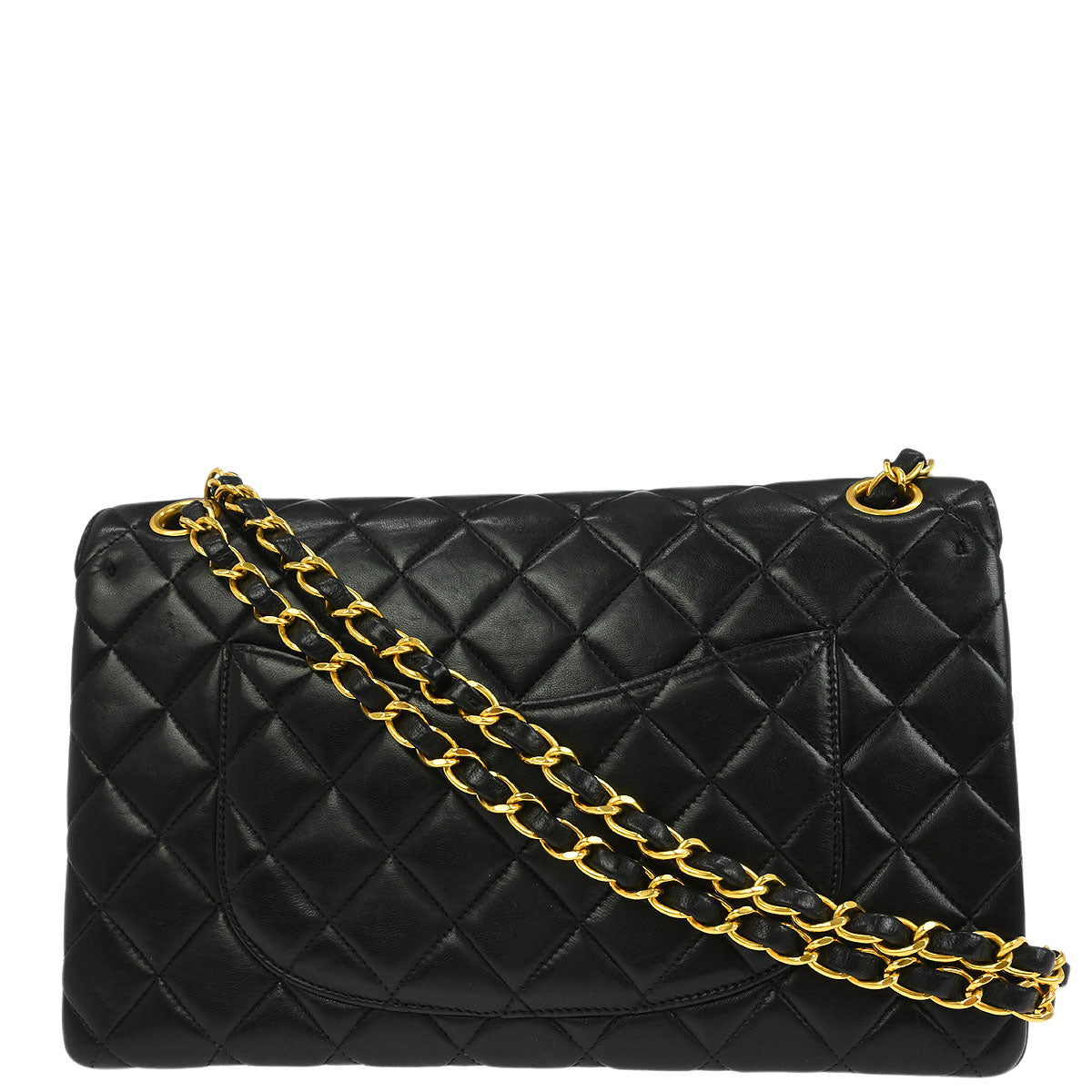 Chanel Black Lambskin Medium Double Flap Shoulder Bag
