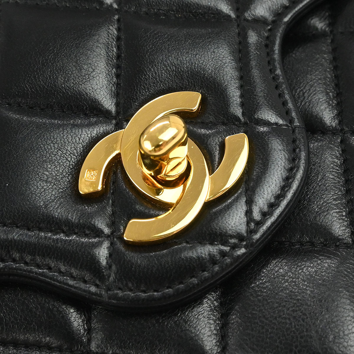 Chanel Black Lambskin Medium Double Flap Shoulder Bag