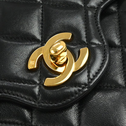 Chanel Black Lambskin Medium Double Flap Shoulder Bag