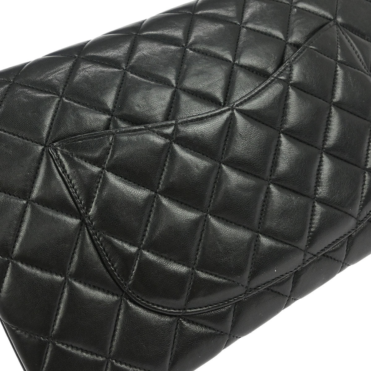 Chanel Black Lambskin Medium Double Flap Shoulder Bag