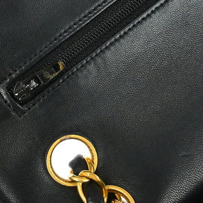 Chanel Black Lambskin Medium Double Flap Shoulder Bag