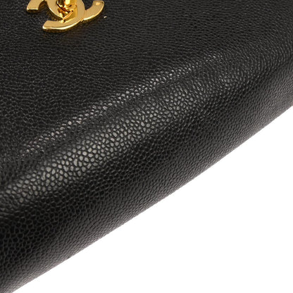 Chanel 1996-1997 Black Caviar Skin Triple CC Backpack