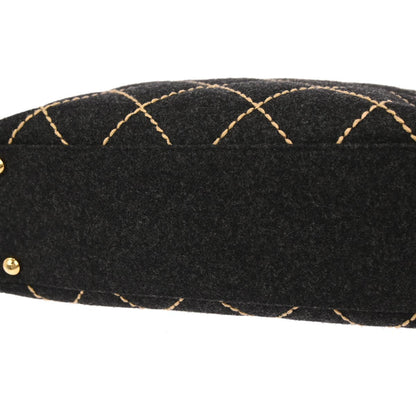 Chanel Gray Wool Wild Stitch Chain Handbag