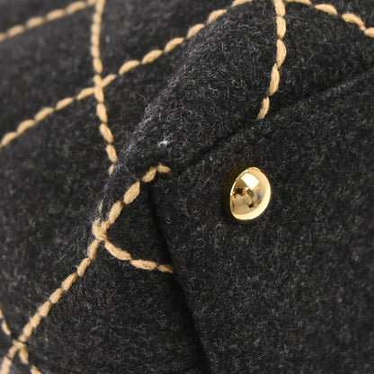 Chanel Gray Wool Wild Stitch Chain Handbag