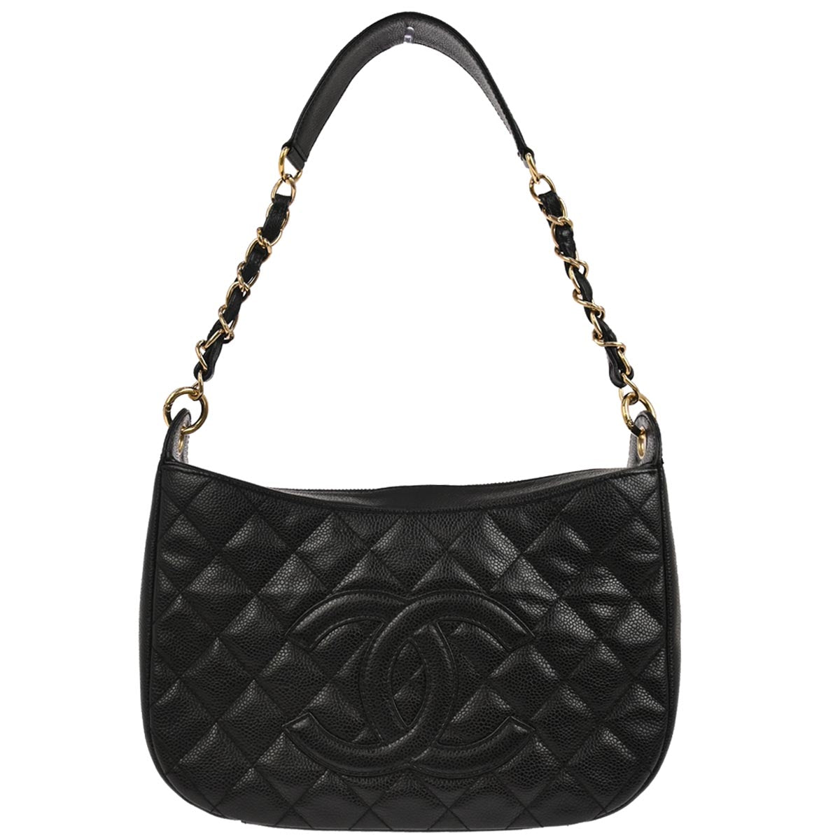 Chanel Black Caviar Skin Hobo Handbag