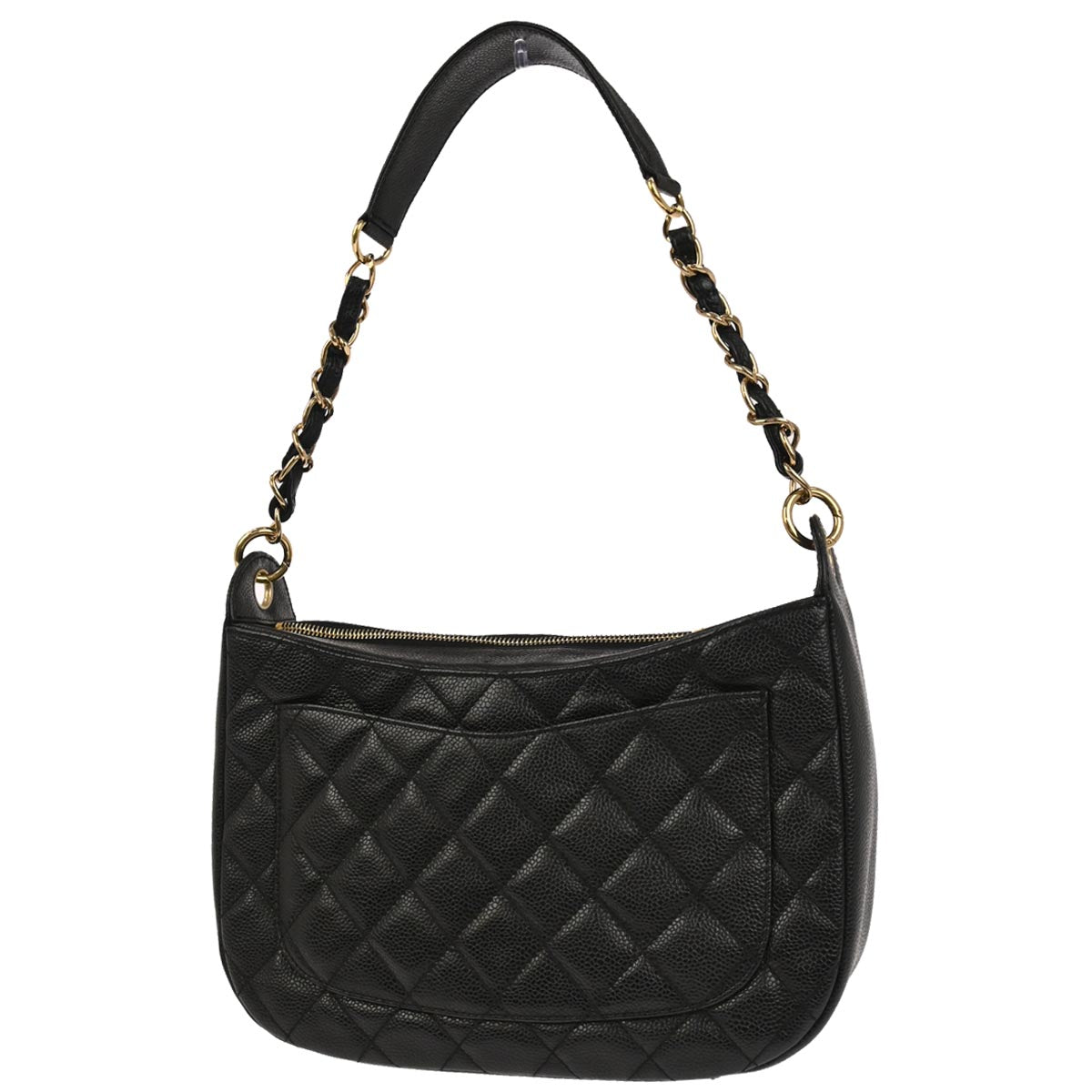 Chanel Black Caviar Skin Hobo Handbag