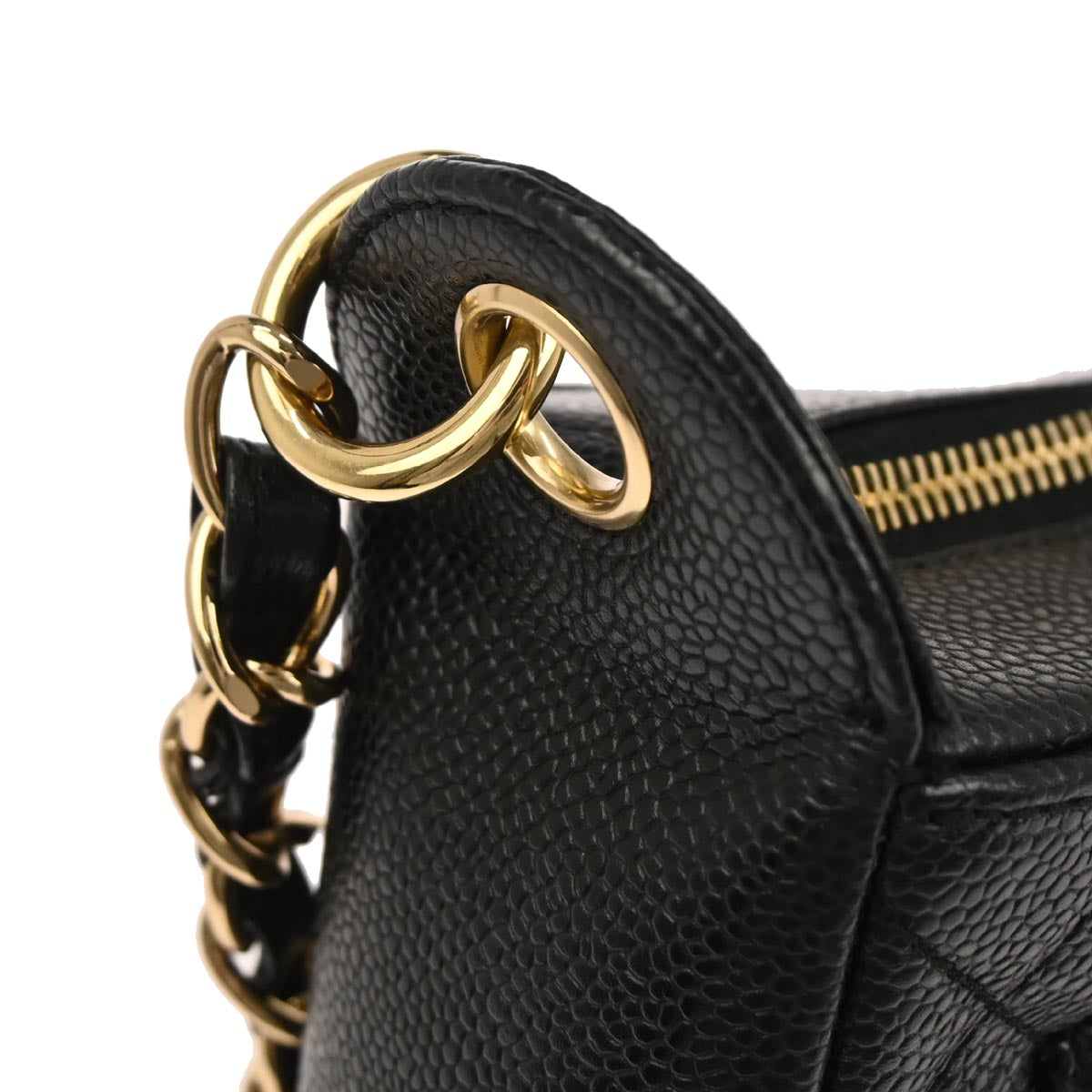 Chanel Black Caviar Skin Hobo Handbag