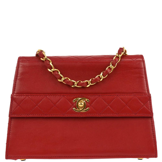 Chanel 1989-1991 Red Lambskin Shoulder Bag