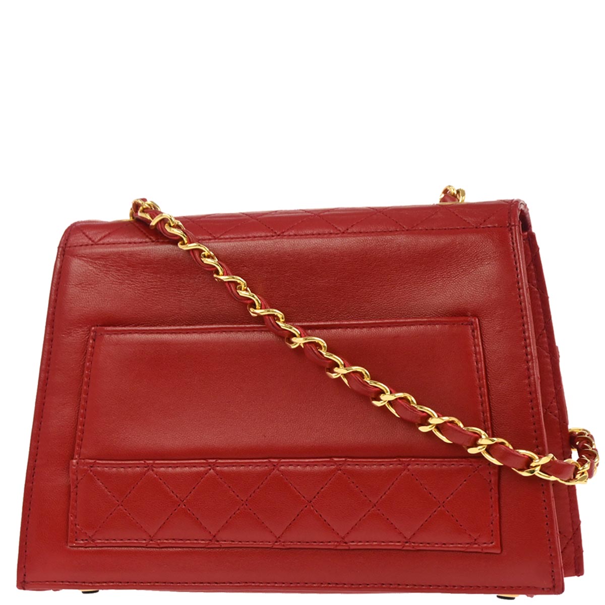 Chanel 1989-1991 Red Lambskin Shoulder Bag