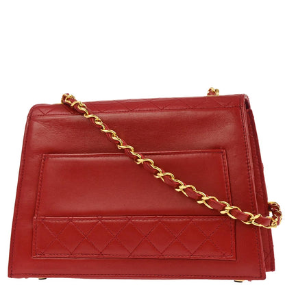 Chanel 1989-1991 Red Lambskin Shoulder Bag