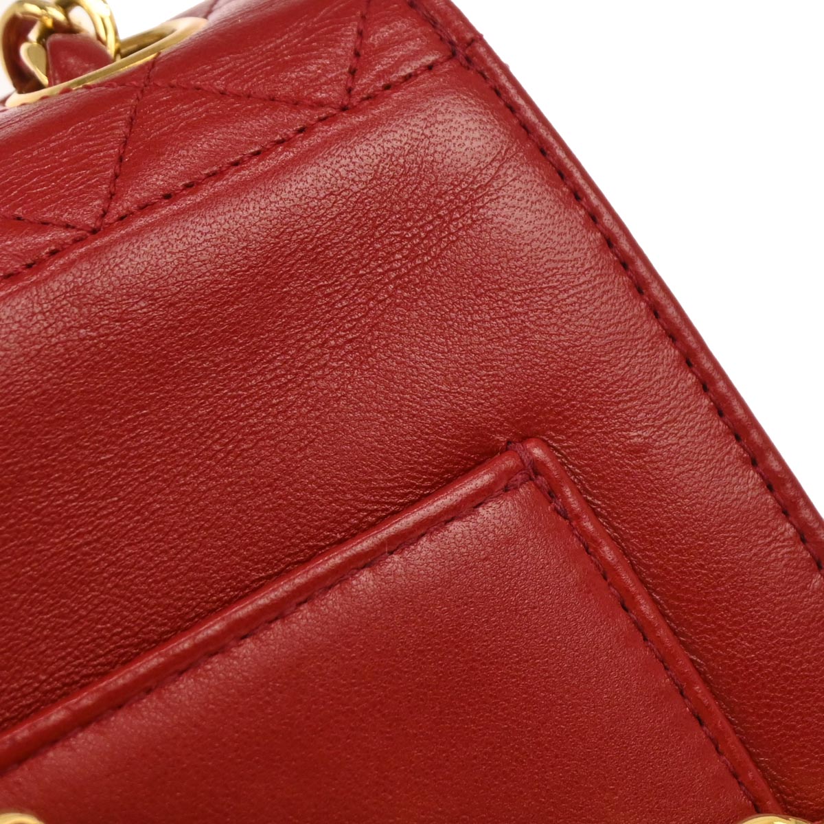 Chanel 1989-1991 Red Lambskin Shoulder Bag