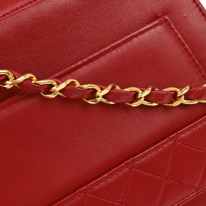 Chanel 1989-1991 Red Lambskin Shoulder Bag
