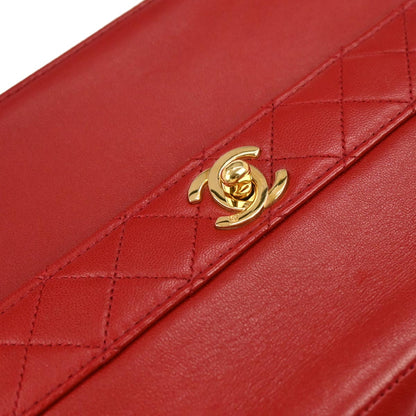 Chanel 1989-1991 Red Lambskin Shoulder Bag