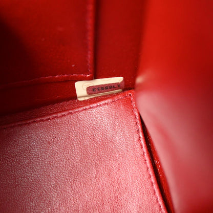 Chanel 1989-1991 Red Lambskin Shoulder Bag