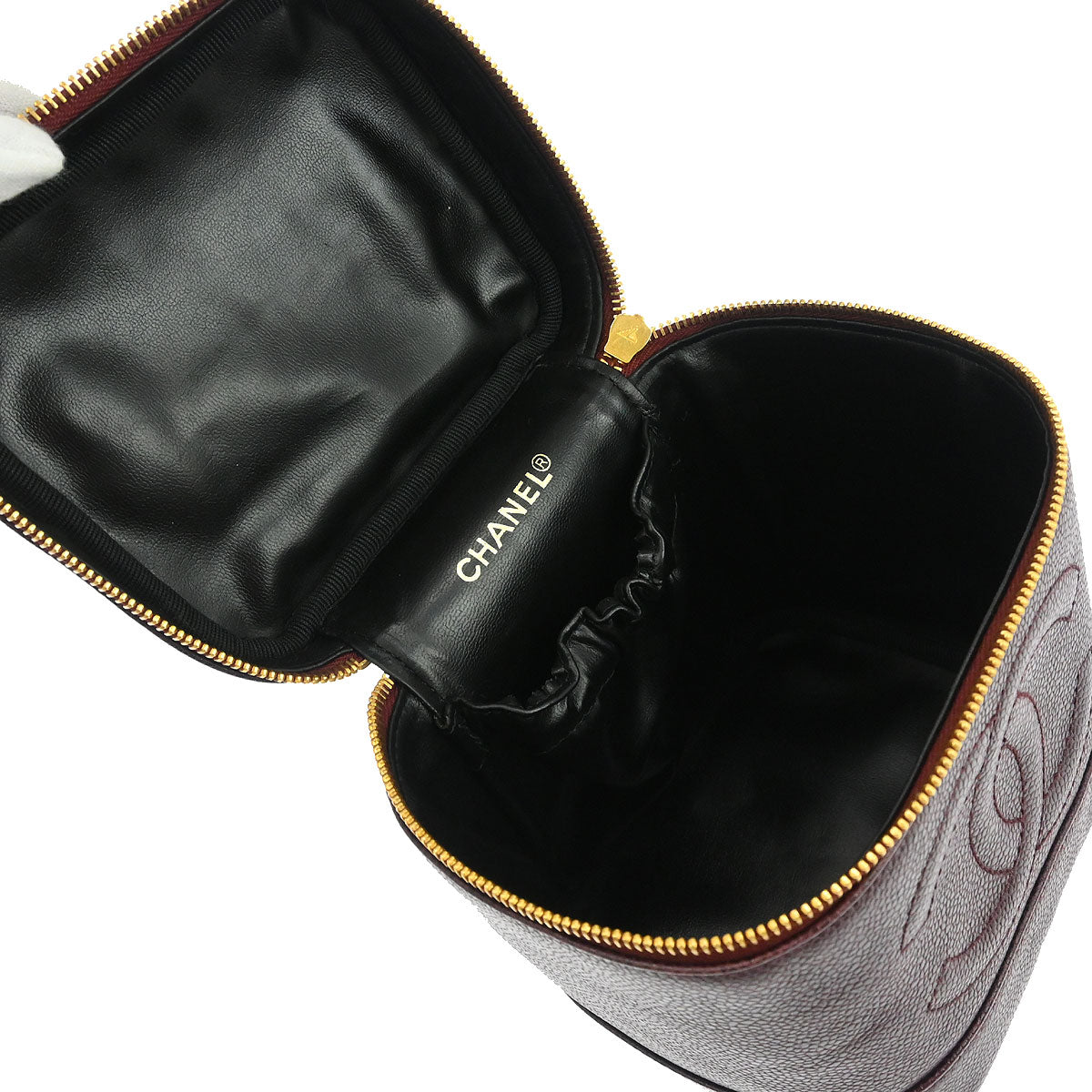 Chanel Bordeaux Caviar Skin Timeless Vanity Handbag