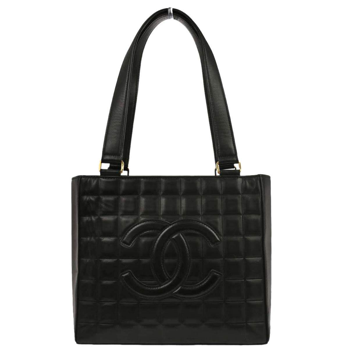 Chanel Black Lambskin Choco Bar Tote Handbag