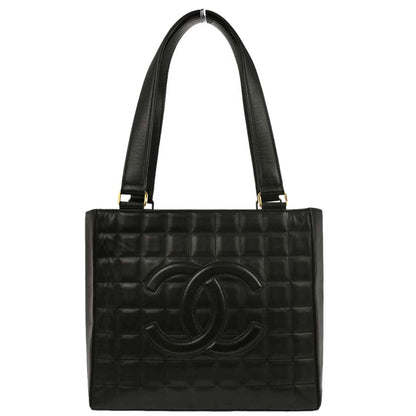 Chanel Black Lambskin Choco Bar Tote Handbag