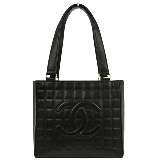 Chanel Black Lambskin Choco Bar Tote Handbag