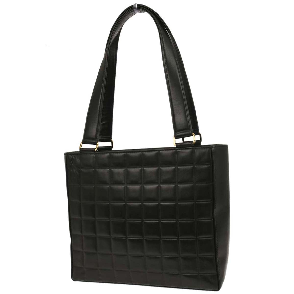 Chanel Black Lambskin Choco Bar Tote Handbag