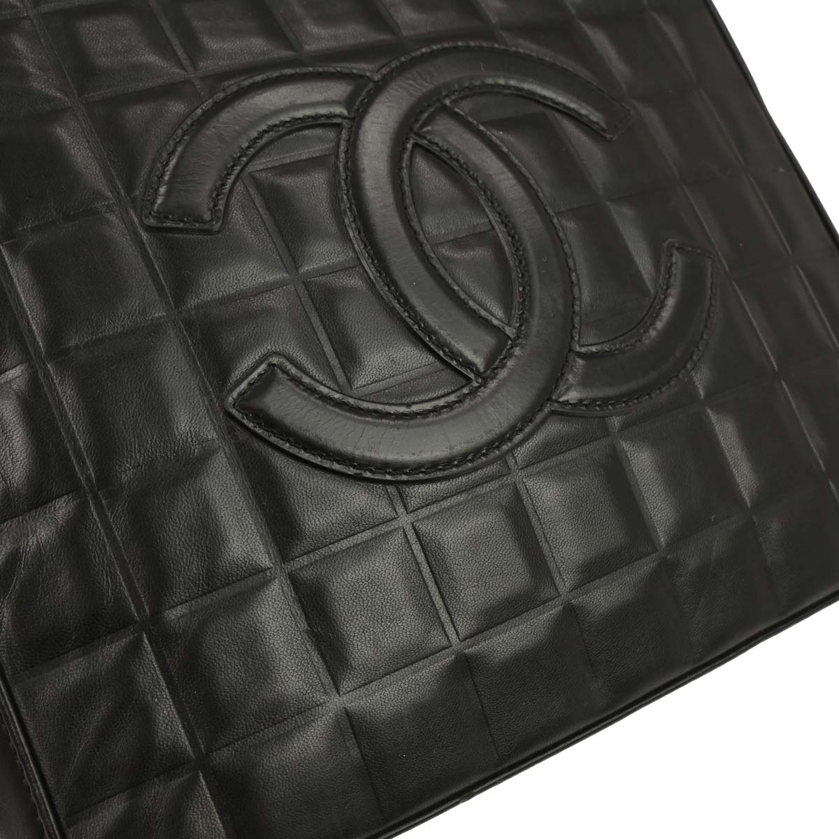 Chanel Black Lambskin Choco Bar Tote Handbag