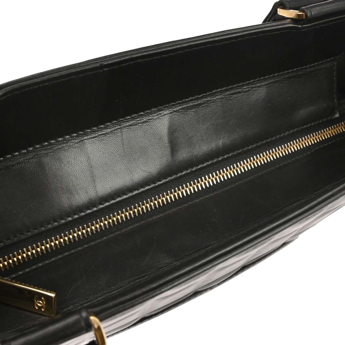 Chanel Black Lambskin Choco Bar Tote Handbag