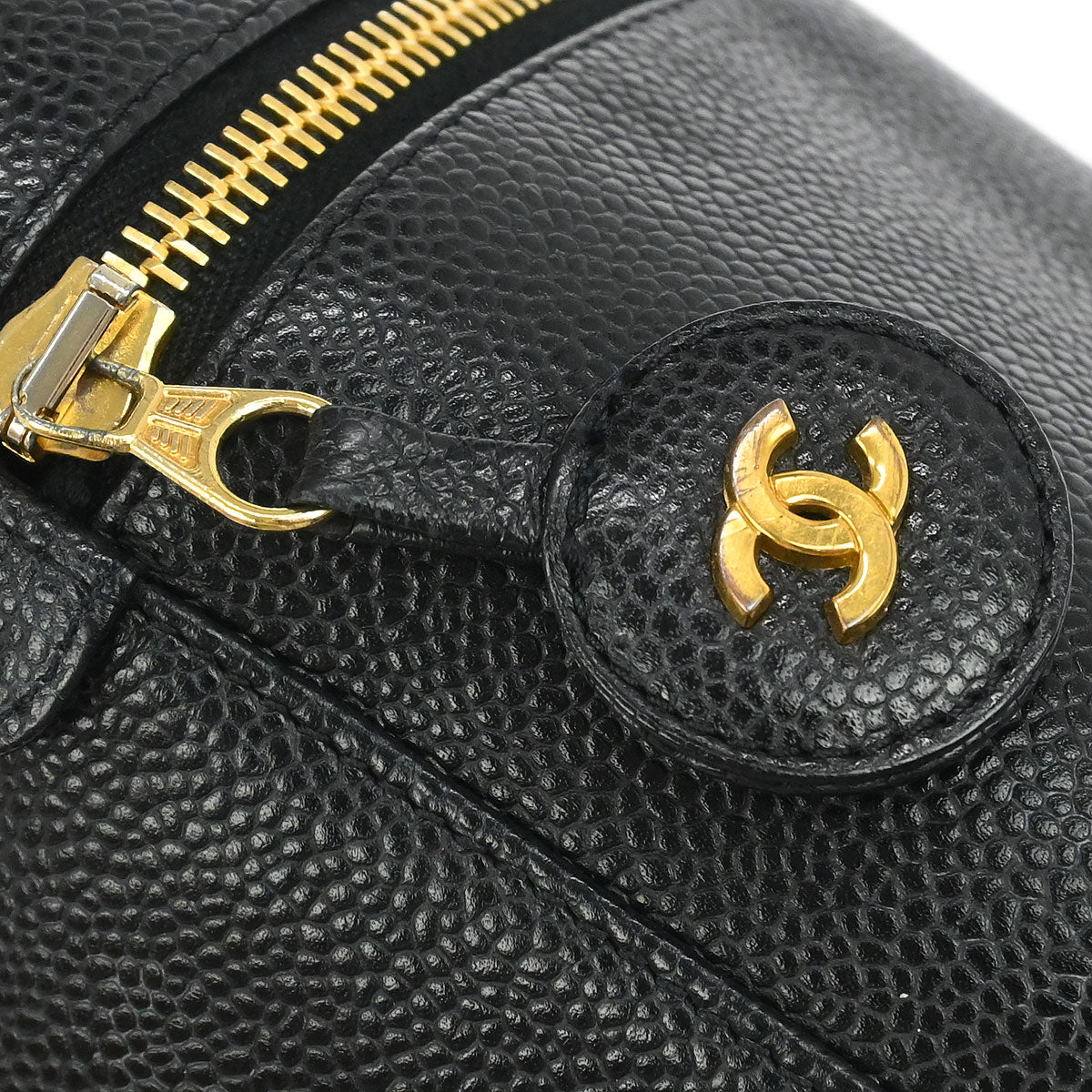 Chanel Black Caviar Skin Timeless Vanity Handbag