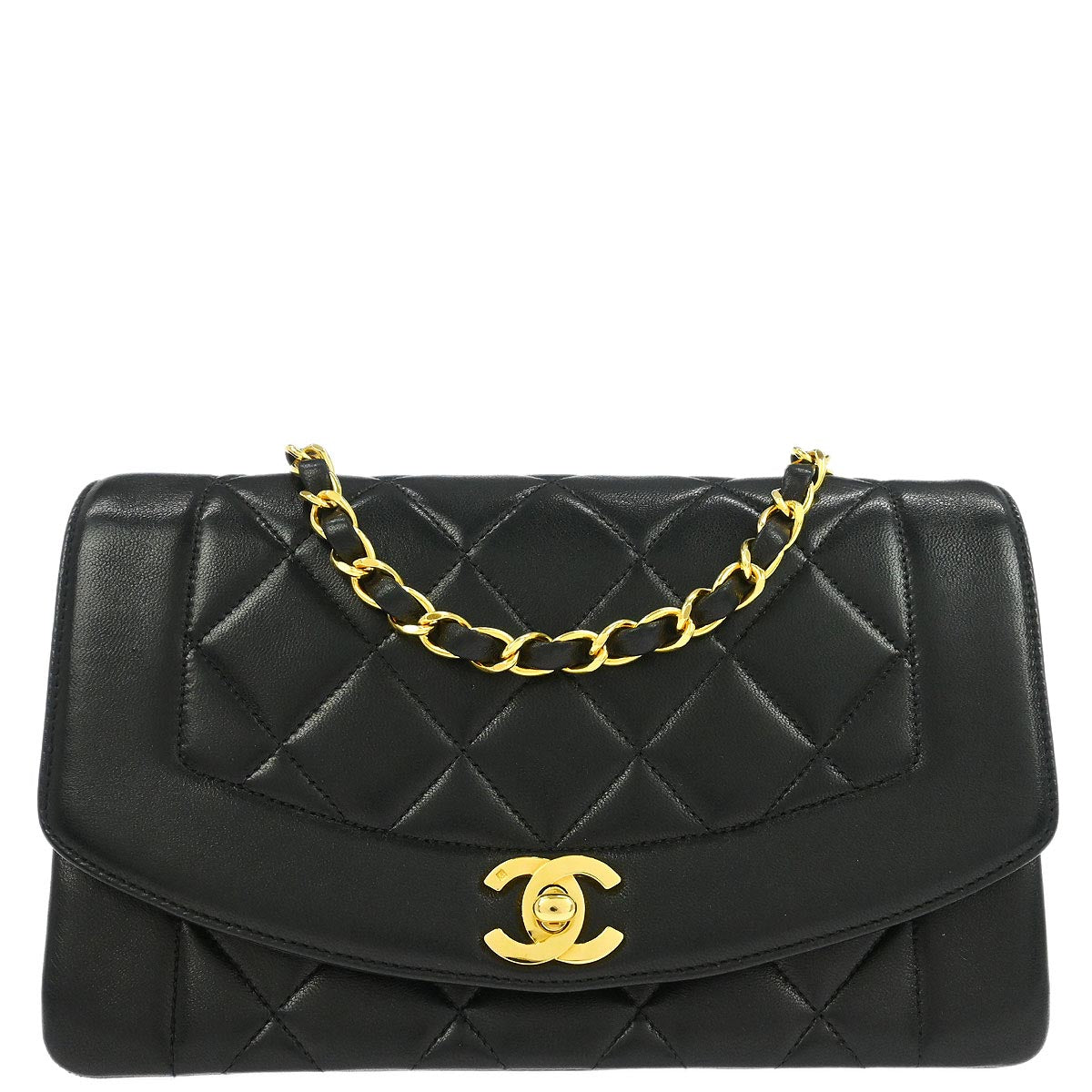 Chanel Black Lambskin Small Diana Shoulder Bag
