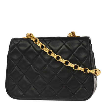 Chanel 1991-1994 Black Lambskin Crossbody Shoulder Bag