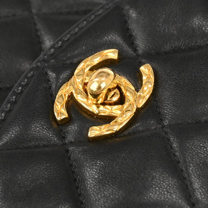 Chanel 1991-1994 Black Lambskin Crossbody Shoulder Bag