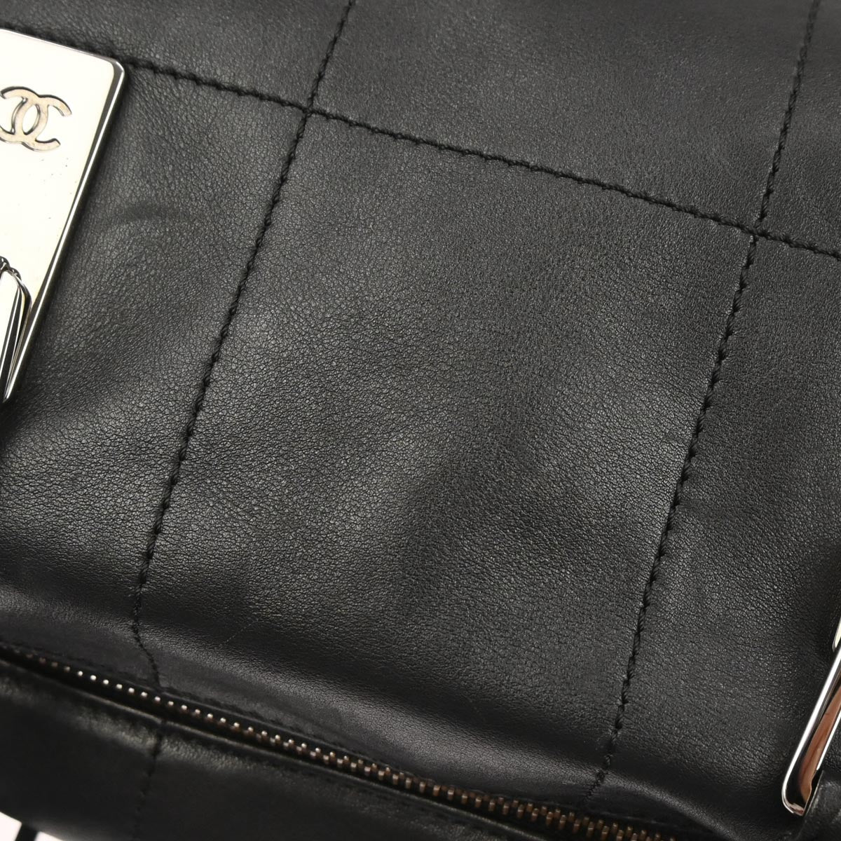 Chanel 2002-2003 Black Lambskin Choco Bar Handbag