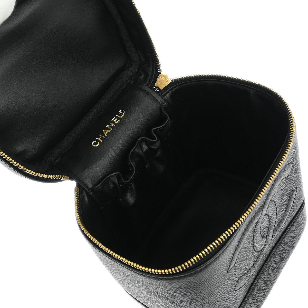 Chanel Black Caviar Skin Timeless Vanity Handbag