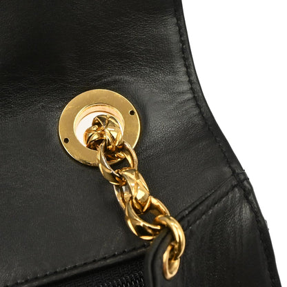 Chanel 1991-1994 Black Lambskin Bias Stitch Shoulder Bag