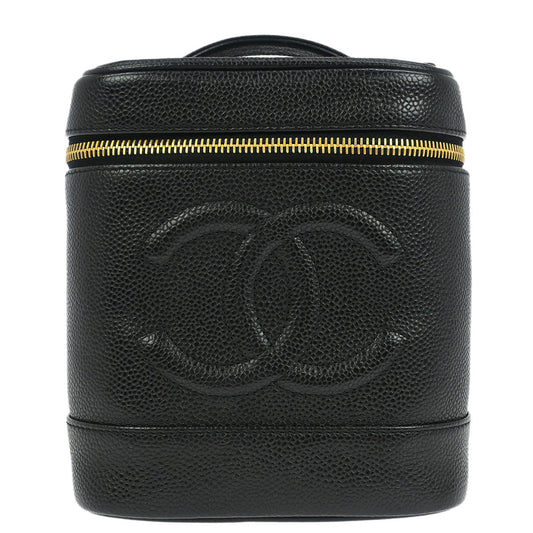 Chanel Black Caviar Skin Timeless Vanity Handbag