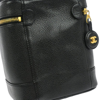 Chanel Black Caviar Skin Timeless Vanity Handbag