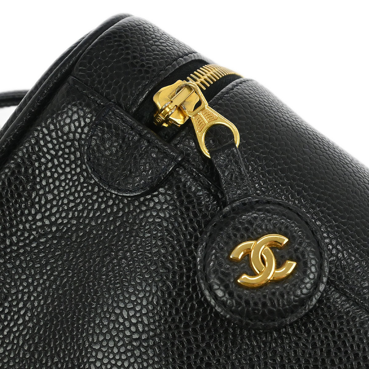 Chanel Black Caviar Skin Timeless Vanity Handbag