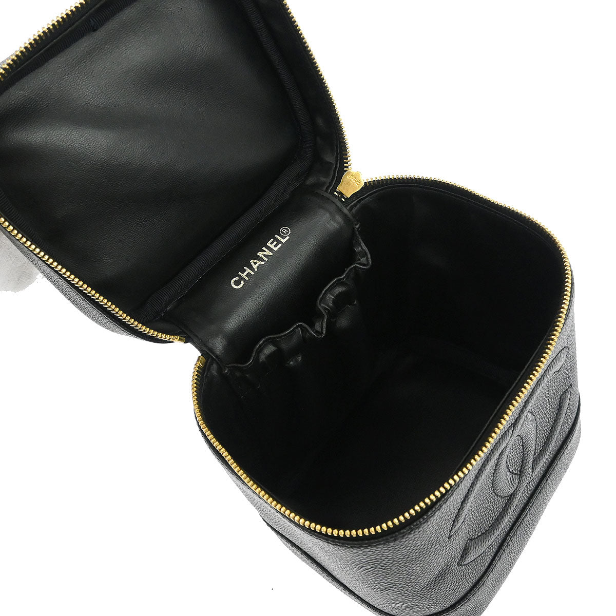 Chanel Black Caviar Skin Timeless Vanity Handbag