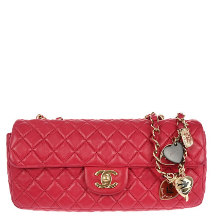 Chanel 2009-2010 Pink Lambskin Valentine East West Shoulder Bag