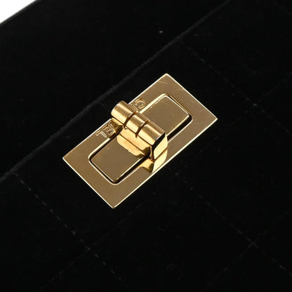 Chanel Black Velvet Choco Bar Accordion Flap Mademoiselle Lock Shoulder Bag