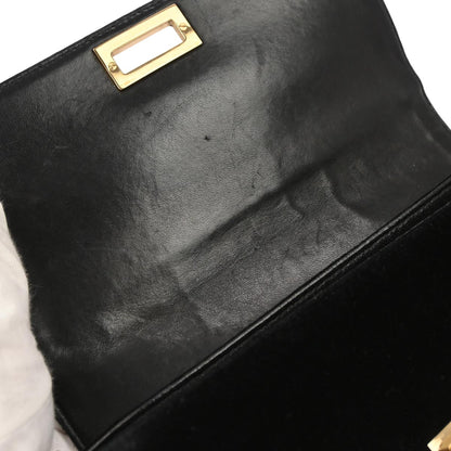 Chanel Black Velvet Choco Bar Accordion Flap Mademoiselle Lock Shoulder Bag