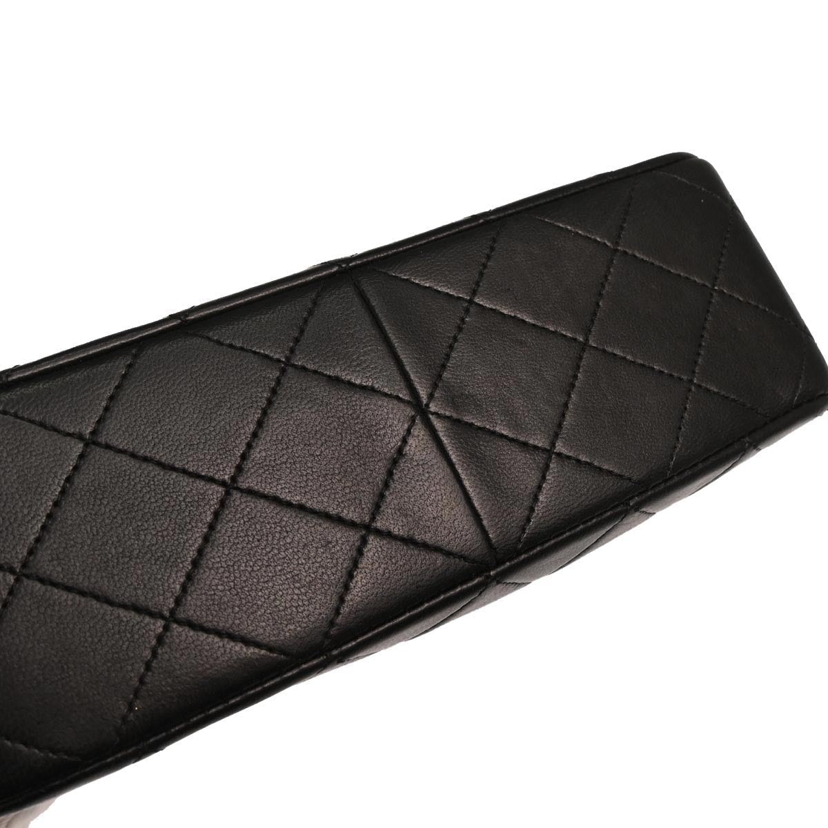 Chanel 1989-1991 Black Lambskin Classic Square Flap Shoulder Bag