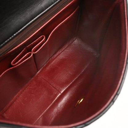 Chanel 1989-1991 Black Lambskin Classic Square Flap Shoulder Bag