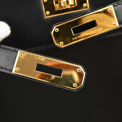 Hermes Black Box Calf Kelly 32 Sellier 2way Shoulder Handbag