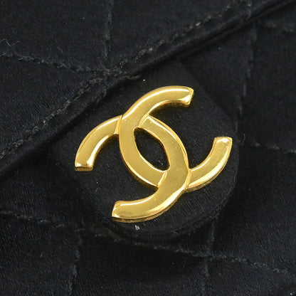 Chanel Black Satin Micro Classic Flap Shoulder Bag Pochette