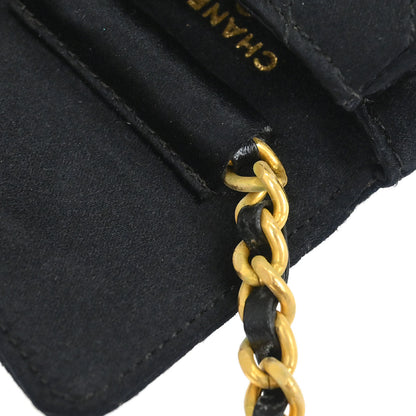 Chanel Black Satin Micro Classic Flap Shoulder Bag Pochette
