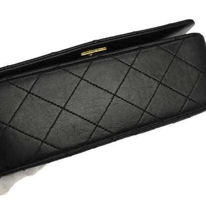 Chanel 1989-1991 Black Lambskin Turnlock Mini Full Flap Shoulder Bag