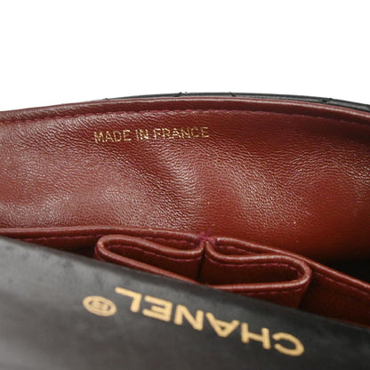 Chanel 1989-1991 Black Lambskin Turnlock Mini Full Flap Shoulder Bag