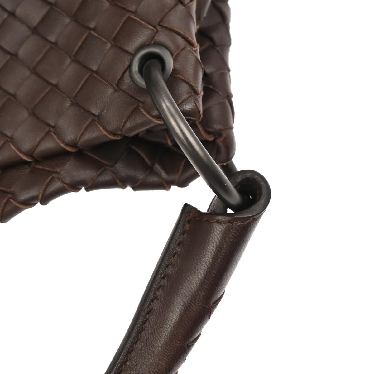 Bottega Veneta Brown Lambskin Intrecciato Handbag