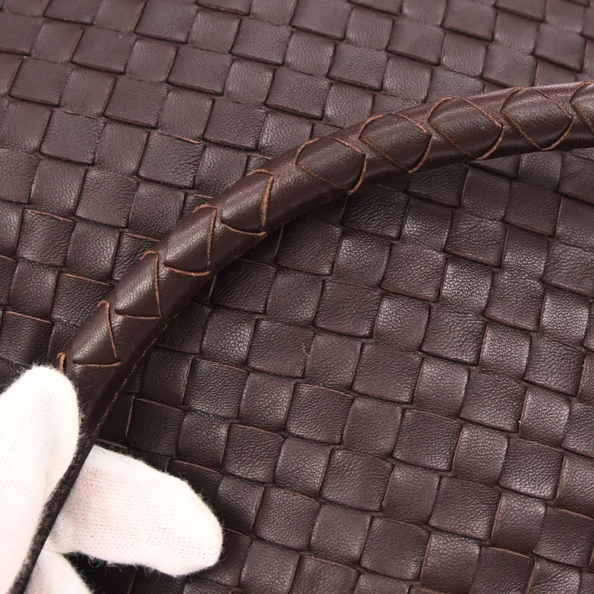 Bottega Veneta Brown Lambskin Intrecciato Handbag