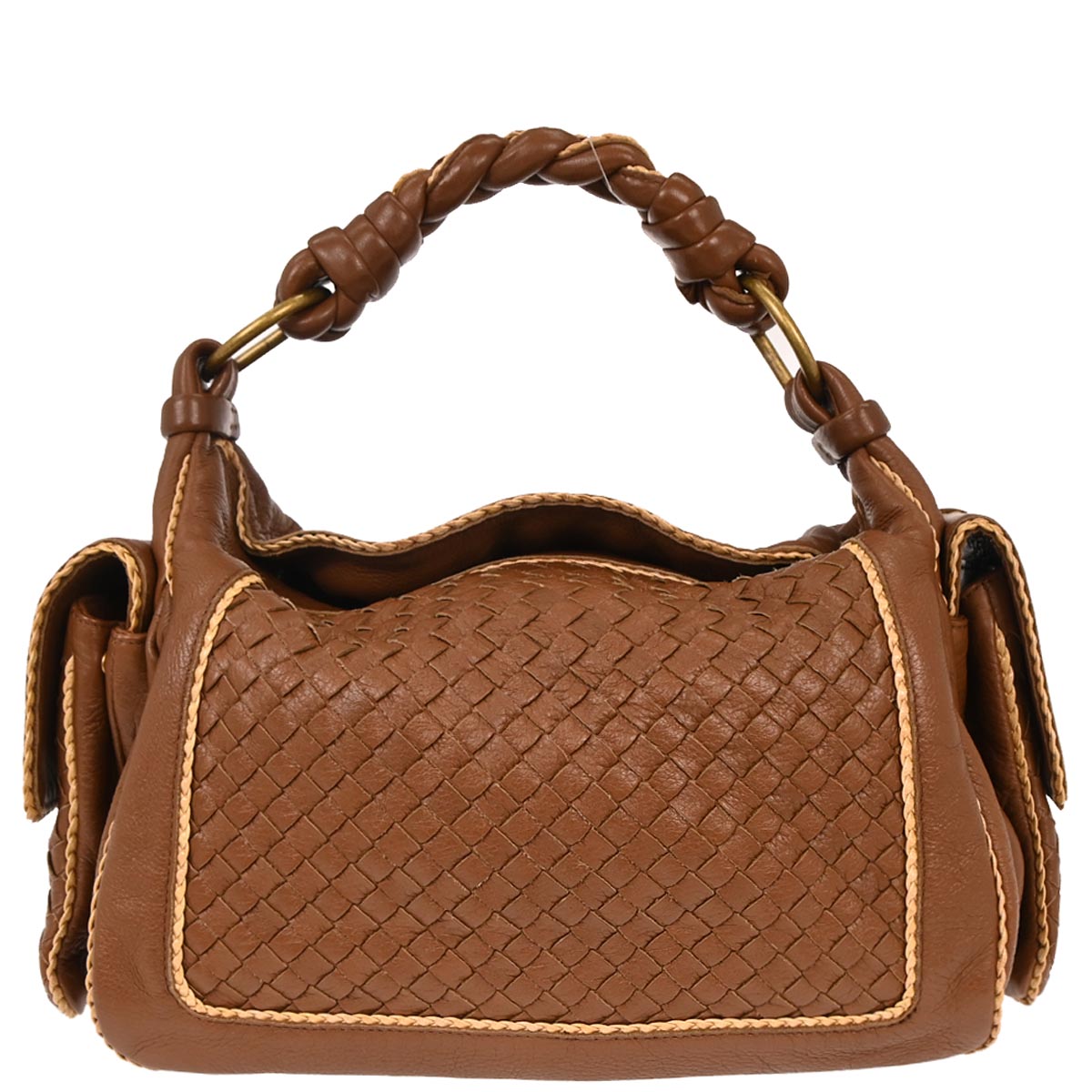 Bottega Veneta Brown Calfskin Intrecciato Handbag